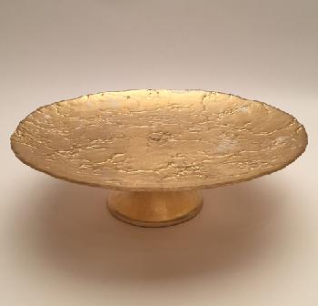 Golden footed plate - Plat rond 32cm sur pied
